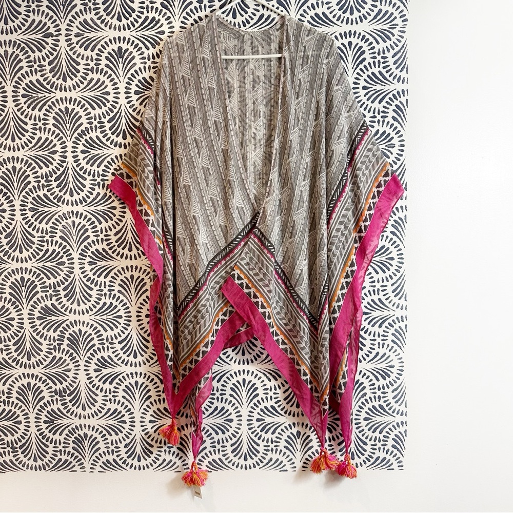 Rock Flower Paper Ios Grey Versatile Kimono Cover Up Shawl